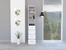 Vanguard Linen Cabinet; Three Shelves; Four Drawers -White