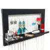 Jewelry Manager - Wall Mounted Jewelry Stand , Shelf And 16 Hooks - Perfect Earrings, Necklaces And Bracelet Stand - Black