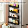 4Pcs Spice Rack Strong Magnetic Seasoning Storage Shelf with 8 Removable Hooks for Refrigerator Microwave Spice Storage Holder