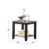 End Table With Open Shelf In Dark Brown And Grey