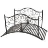 4' Metal Arch Backyard Garden Bridge with Safety Siderails, Delicate Scrollwork, & Easy Assembly, Black Bronze