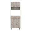 Della 60 Kitchen Pantry with Countertop; Closed & Open Storage -Light Gray