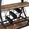 Industrial Black Bar Serving Cart for home with Wine Rack and Glass Holder;  3-tier Shelves;  Metal Frame