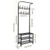 Metal Entryway Coat Shoe Rack Hall Tree w/ 3-Tier Shoe Bench Shoe Storage 18 Hooks Coat Hat Rack