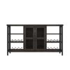 Wine Bar Cabinet for Liquor and Glasses, Rustic Wood Wine Bar Cabinet with Storage , Multifunctional Floor Wine Cabinet for Living Room(55 Inch, Black