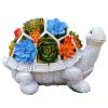 Outdoor Solar LED Turtle Light Succulents Planter Stand Garden Gnomes Statue Ornament Resin Home Terrace Accesorries Decorations