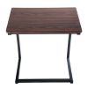 Industrial Sofa Side Table, C Shaped End Table, Portable Bedside Workstation, Laptop Holder with Metal Frame, Small Spaces, Coffee Brown