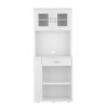 Capienza Pantry Cabinet; Two Shelves; Double Door; One Drawer; Three Side Shelves -White