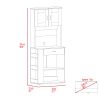 Capienza Pantry Cabinet; Two Shelves; Double Door; One Drawer; Three Side Shelves -White