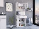 Capienza Pantry Cabinet; Two Shelves; Double Door; One Drawer; Three Side Shelves -White