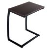 Industrial Sofa Side Table, C Shaped End Table, Portable Bedside Workstation, Laptop Holder with Metal Frame, Small Spaces, Coffee Brown