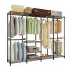 (190 x 40 x 190) Cm Wire Garment Rack Heavy Duty Clothes Rack, Closet Organizer Metal Garment Rack Portable Clothes Hanger Home Shelf Fabric Drawers,