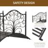 4' Metal Arch Backyard Garden Bridge with Safety Siderails, Delicate Scrollwork, & Easy Assembly, Black Bronze