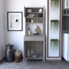 Della 60 Kitchen Pantry with Countertop; Closed & Open Storage -Light Gray