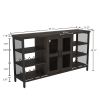 Wine Bar Cabinet for Liquor and Glasses, Rustic Wood Wine Bar Cabinet with Storage , Multifunctional Floor Wine Cabinet for Living Room(55 Inch, Black