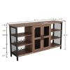 Wine Bar Cabinet for Liquor and Glasses, Rustic Wood Wine Bar Cabinet with Storage , Multifunctional Floor Wine Cabinet for Living Room(55 Inch, Golde