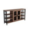 Wine Bar Cabinet for Liquor and Glasses, Rustic Wood Wine Bar Cabinet with Storage , Multifunctional Floor Wine Cabinet for Living Room(55 Inch, Golde