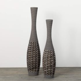 Oversized Rattan Floor Vases