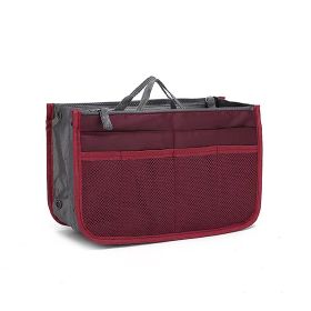 Purse Insert Storage Bag; Versatile Travel Organizer Bag Insert Cosmetic Bag With Multi-Pockets (Color: Burgundy)