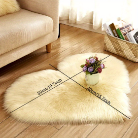 1pc Heart-Shaped Faux Sheepskin Area Rug - Soft and Plush Carpet for Home, Bedroom, Nursery, and Kid's Room - Perfect for Home Decor and Comfort (Color: Light Yellow, Size: 15.75*19.69inch)