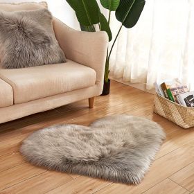 1pc, Fluffy Shaggy Area Rug, Solid Color PV Velvet Carpet, Plush Heart Shape Rug For Valentine's Day Wedding Anniversary Home Floor Decor, For Living (Color: Grey, Size: 19.69*23.62inch)