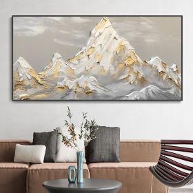 Hand Painted Oil Painting White Snow Mountain Art On Canvas Gold Leaf Texture Painting Abstract Landscape Oil Painting Wabi Sabi Wall Art Minimalism S (style: 1, Size: 150x220cm)