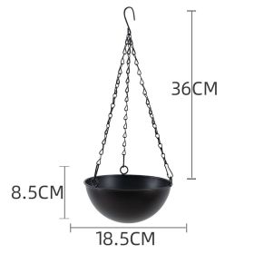 Nordic Metal Hanging Chain Flower Pot Iron Hanging Flower Basket Vase Plant Hanging Planter For Home Garden Balcony Decoration (Ships From: China, Color: Basic Black)