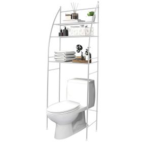 3 Tier 25.59x9.84x66.14in Bathroom Over the Toilet Storage Shelf Free Standing Laundry Room Organizer Space Saver Rack (Color: White)