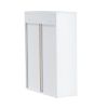 Wood wall-mounted storage cabinet, 5-layer toilet bathroom storage cabinet, multifunctional cabinet with adjustable door