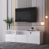 62.99-inch modern style multi-storage space white slide rail TV cabinet